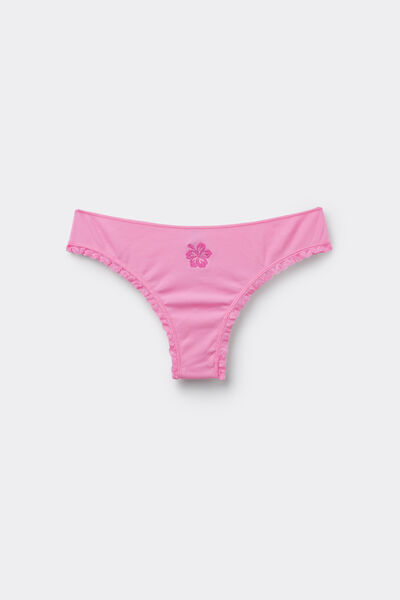 Tezenis Braguita Brasileña de Algodón de Canalé con bordado Mujer Rosa Tamaño L