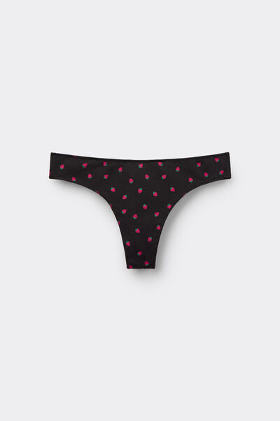 Tezenis Braguita Brasileña Algodón Estampado Integral Mujer Negro Tamaño L