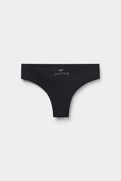 Tezenis Braguita Brasileña Microfibra Sin Costuras Strass Mujer Negro Tamaño L