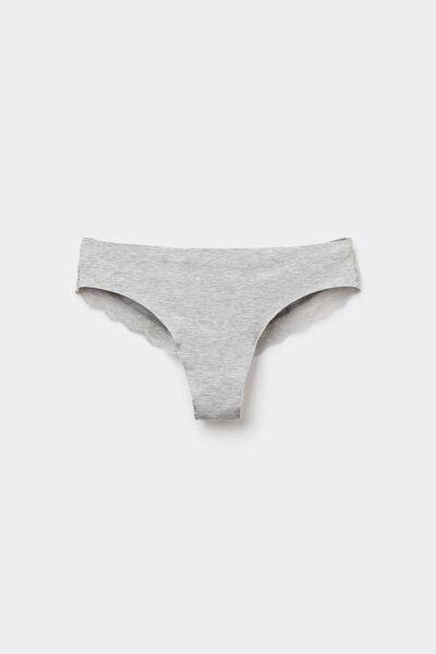 Tezenis Braguita Brasileña Sin Costuras Algodón Orgánico Encaje Reciclado Mujer Gris Tamaño L