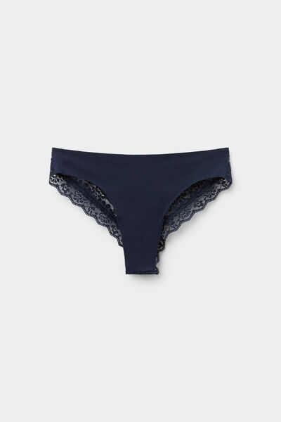 Tezenis Braguita Brasileña Sin Costuras Algodón Orgánico Encaje Reciclado Mujer Azul Tamaño L