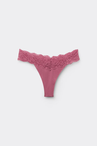 Tezenis Braguita Brasileña Algodón y Encaje Reciclado Mujer Rosa Tamaño L