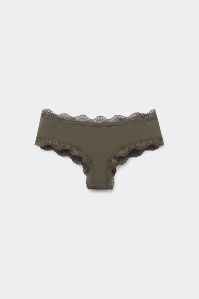 Tezenis Culotte Brasileño Microfibra Encaje Reciclado Mujer Verde Tamaño L
