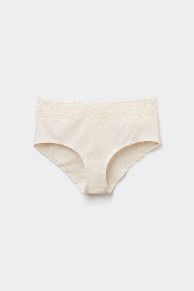 Tezenis Culotte de algodón y encaje reciclado Mujer Blanco (avorio) Tamaño L