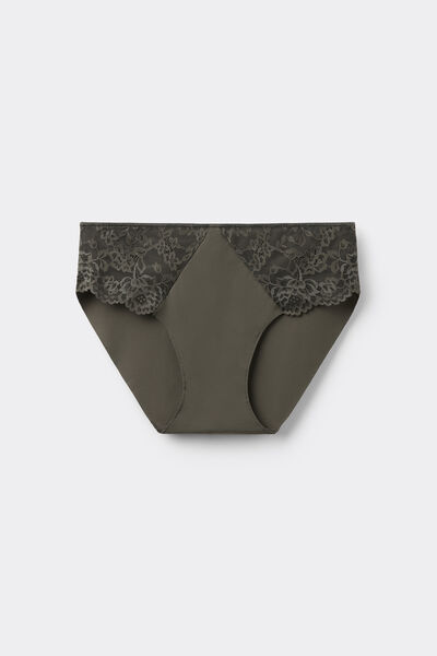 Tezenis Braguita de Microfibra y Encaje Sin Costuras Mujer Verde Tamaño L