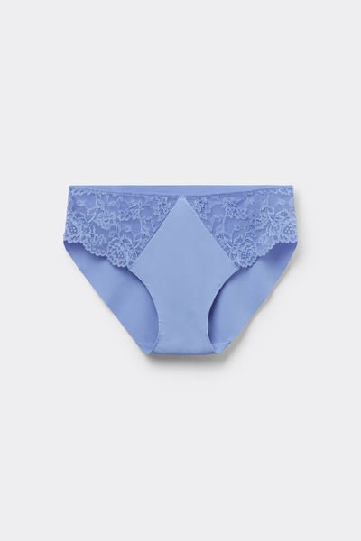 Tezenis Braguita de Microfibra y Encaje Sin Costuras Mujer Azul Tamaño L