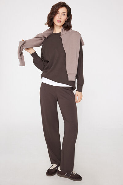Tezenis Pantalones Largos Rectos Soft Touch Mujer Marrón Tamaño L