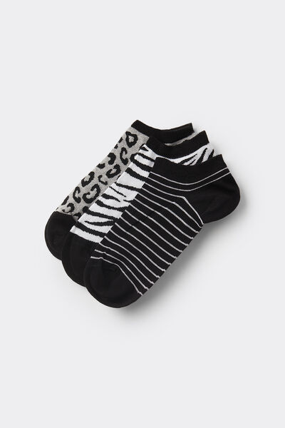 Tezenis 3 Pares de Calcetines Tobilleros de Algodón Estampados para Mujer Mujer Multicolor Tamaño TU