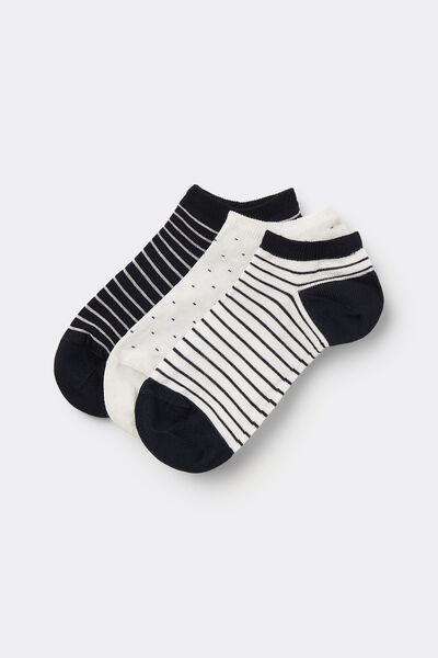 Tezenis 3 Pares de Calcetines Tobilleros de Algodón Estampados para Mujer Mujer Multicolor Tamaño TU