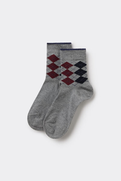 Tezenis Calcetines Cortos de Algodón Estampados para Mujer Mujer Gris Tamaño TU