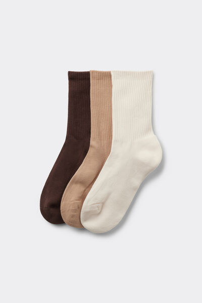 Tezenis 3 Pares de Calcetines Cortos Deportivos de Algodón Mujer Marrón Tamaño TU