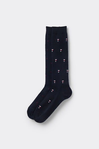 Tezenis 2 Pares de Calcetines Largos de Algodón para Hombre con Motivos Hombre Azul Tamaño TU