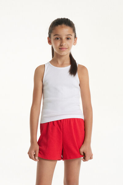 Tezenis Camiseta de Tirantes Anchos de Canalé para Niña Chica Blanco Tamaño 10-11