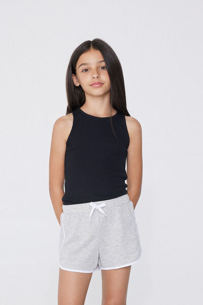 Tezenis Camiseta de Tirantes Anchos de Canalé para Niña Chica Negro Tamaño 10-11
