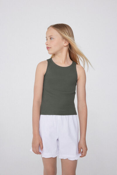 Tezenis Camiseta de Tirantes Anchos de Canalé para Niña Chica Verde Tamaño 10-11