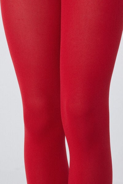 Tezenis Media tupida 50 denier para niña Chica Rojo Tamaño 10-13