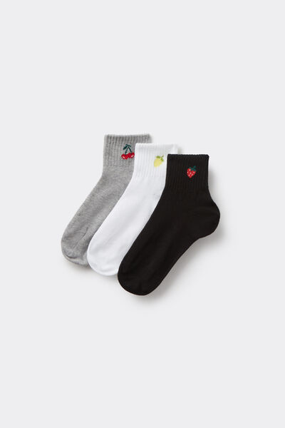 Tezenis 3 Pares Calcetines Cortos Algodón Raya Deporte Niña Chica Impreso Tamaño 25-27
