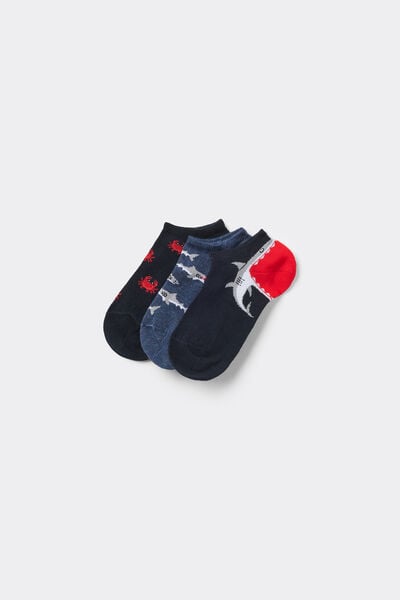 Tezenis 3 Pares de Calcetines Tobilleros de Algodón Estampados para Bebé Niño Negro Tamaño 25-27