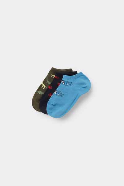 Tezenis 3 Pares de Calcetines Tobilleros de Algodón Estampados para Bebé Niño Multicolor Tamaño 25-27