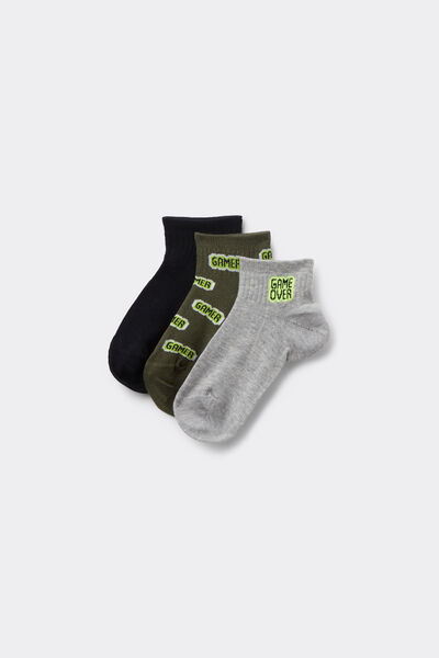 Tezenis 3 Pares Calcetines Cortísimos Algodón Canalé Estampado Niño Niño Negro Tamaño 25-27