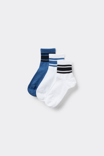 Tezenis 3 Pares Calcetines Cortos Algodón Estampado Deporte Niño Niño Azul Tamaño 25-27