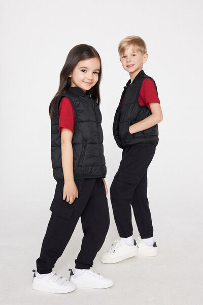 Tezenis Chaqueta Acolchada Sin Mangas Bolsillos y Cremallera Unisex Niños Unisex Negro Tamaño 10-11