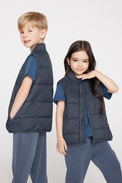 Tezenis Chaqueta Acolchada Sin Mangas Bolsillos y Cremallera Unisex Niños Unisex Azul Tamaño 10-11