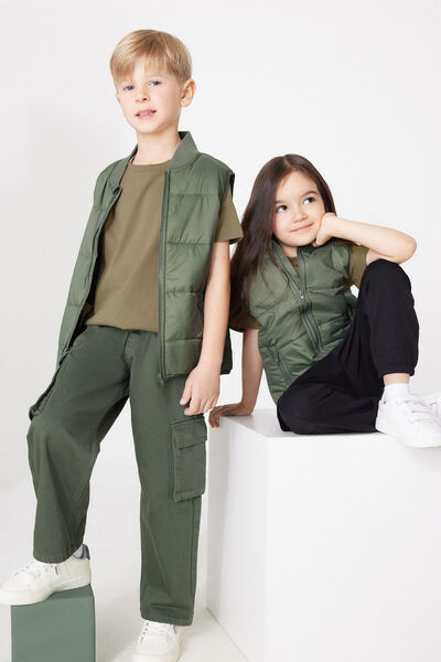 Tezenis Chaqueta Acolchada Sin Mangas Bolsillos y Cremallera Unisex Niños Unisex Verde Tamaño 10-11