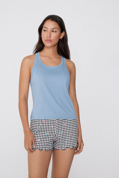 Tezenis Camiseta Tirantes Anchos de Algodón Mujer Azul Claro Tamaño L