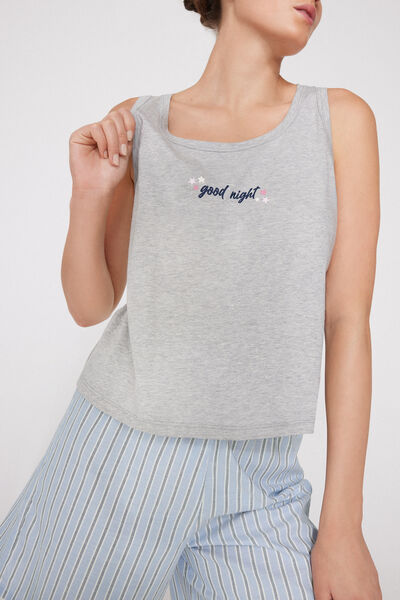 Tezenis Camiseta de Tirantes Anchos Algodón Estampado Mujer Gris Tamaño L