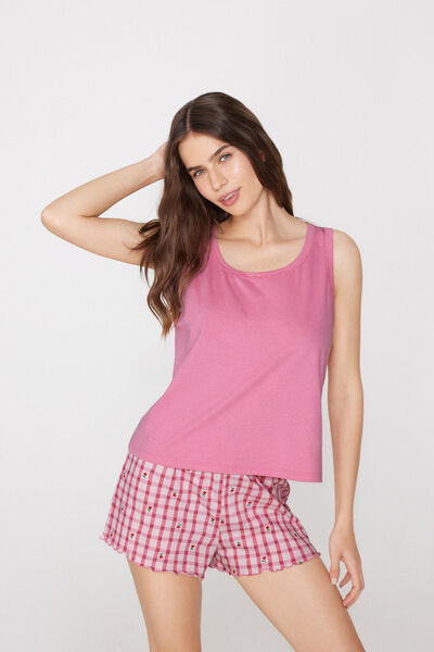 Tezenis Camiseta de Tirantes Anchos Algodón Color Liso Mujer Rosa Tamaño L