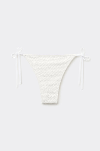 Tezenis Braguita Brasileña de Bikini con Lazos Piqué Wave Mujer Blanco (avorio) Tamaño L