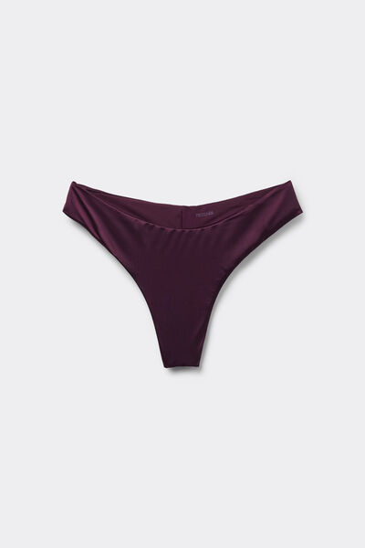 Tezenis Braguita de bikini brasileña burdeos de pernera alta Shiny Glam Mujer Violeta Tamaño L