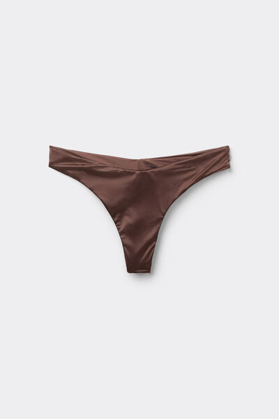 Tezenis Bikini Brasileña Cintura Alta Redondeada Shiny Glam Choco Mujer Marrón Tamaño L