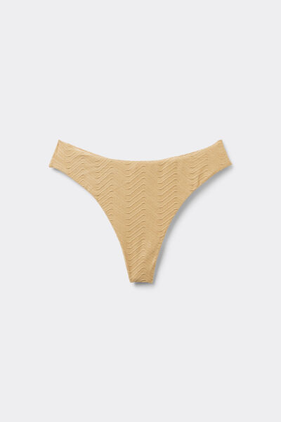 Tezenis Braguita Brasileña Bikini Cintura Alta Redondeada Sparkling Touch Dorada Mujer Natural Tamaño L