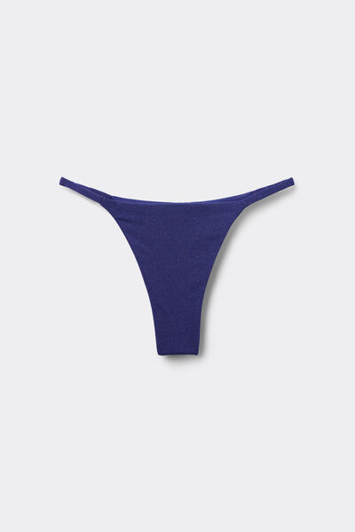 Tezenis Braguita Brasileña de Bikini con Tira Lateral Fina Glimmer Diva Mujer Azul Tamaño L