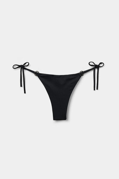 Tezenis Braguita Brasileña de Bikini con Lazos Finos Royal Essence Mujer Negro Tamaño L