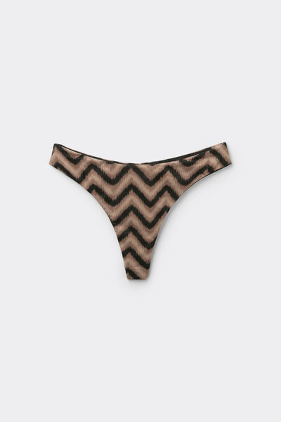 Tezenis Braguita Brasileña Bikini Cintura Alta Redondeada Chevron Shine Mujer Negro Tamaño L