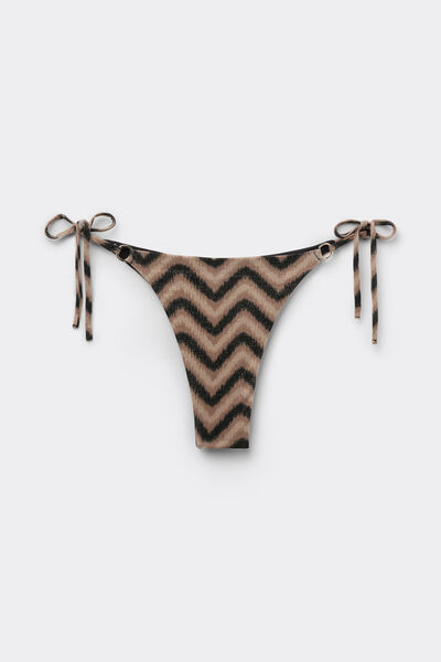 Tezenis Braguita Brasileña de Bikini Lazos Chevron Shine Mujer Negro Tamaño L