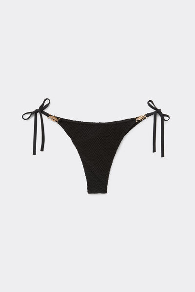 Tezenis Braguita Brasileña de Bikini Lazos Jewel Net Mujer Negro Tamaño L