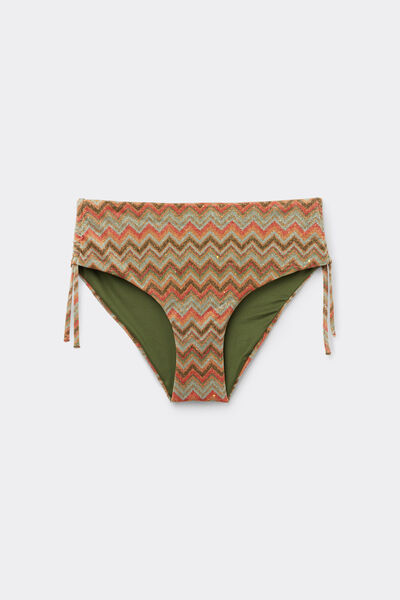 Tezenis Braguita de Bikini Talle Alto Frunce Luxury Chevron Mujer Multicolor Tamaño L