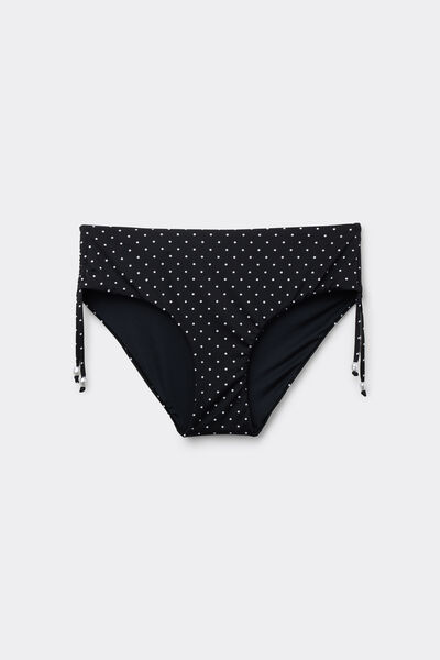 Tezenis Braguita de Bikini Talle Alto Frunce Perle Pois Mujer Negro Tamaño L