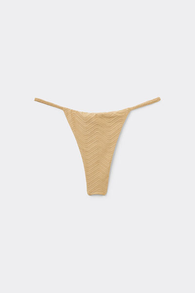 Tezenis Tanga de Bikini Tira Fina Sparkling Touch Dorado Mujer Natural Tamaño L