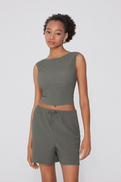 Tezenis Crop Top Efecto Crepé Mujer Verde Tamaño L