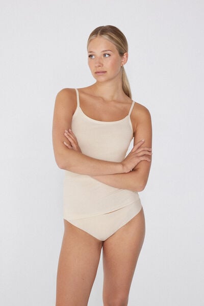 Tezenis Camiseta de Tirantes de Algodón Orgánico Elástico con Cuello Redondo Mujer Blanco (avorio) Tamaño L