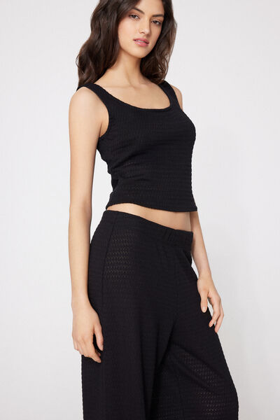 Tezenis Top Corto Tirantes Anchos Calado Mujer Negro Tamaño L