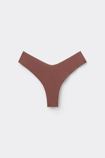 Tezenis Braga brasileña pernera alta de microfibra sin costuras Mujer Marrón Tamaño L