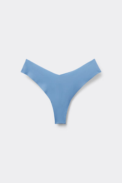 Tezenis Braga brasileña pernera alta de microfibra sin costuras Mujer Azul Claro Tamaño L