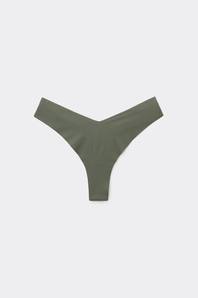 Tezenis Braga brasileña pernera alta de microfibra sin costuras Mujer Verde Tamaño L