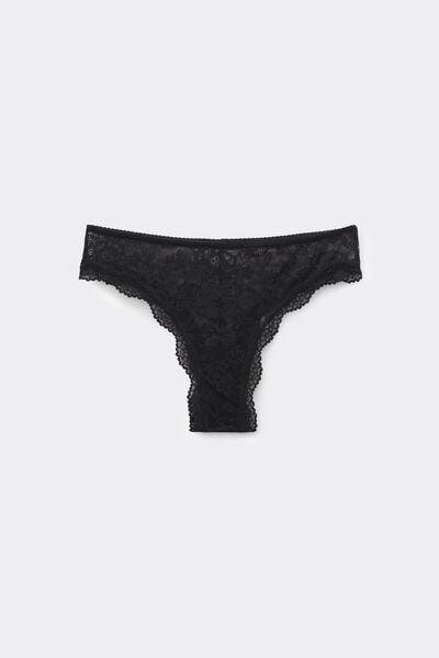 Tezenis Braguita Brasileña de Encaje Reciclado Mujer Negro Tamaño L